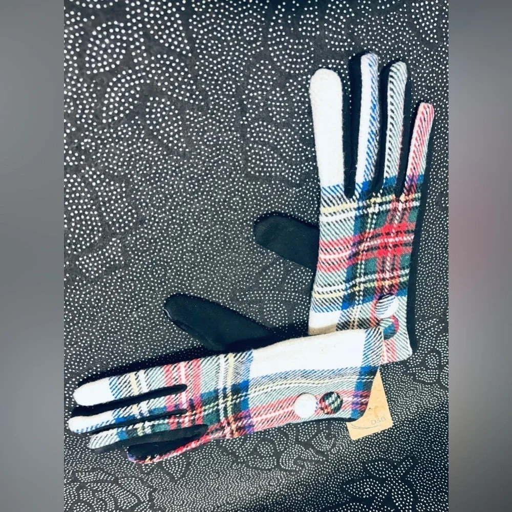 D&B Women’s Plaid Texting Gloves Touch NWT